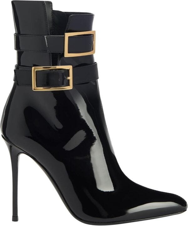 Giuseppe Zanotti Chic Black Patent Pointed-Toe Ankle Boots