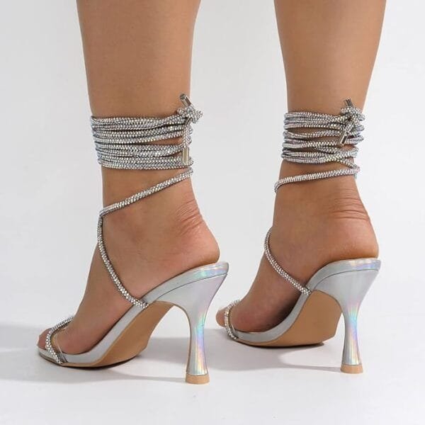 Cape Robbin Strappy Heels for Women Lace Up Clear High Heels Sandals 2 Strappy Heels for Women