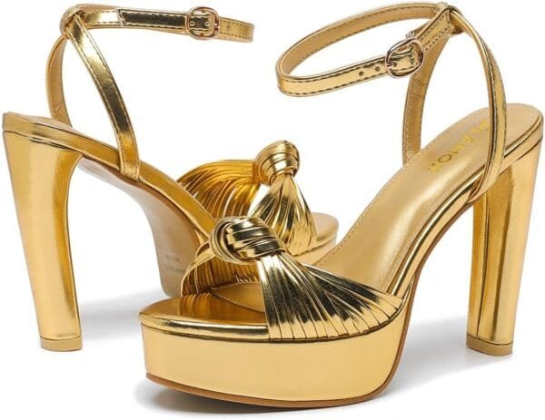 gold block heels 5 1 block heels